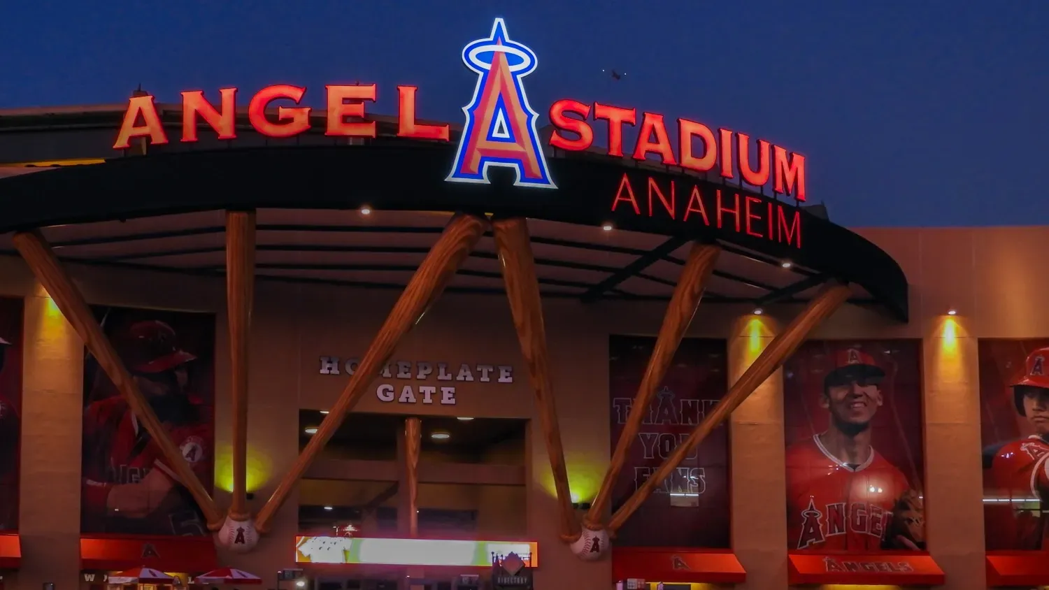 A photo of Angels Stadium in Anaheim.